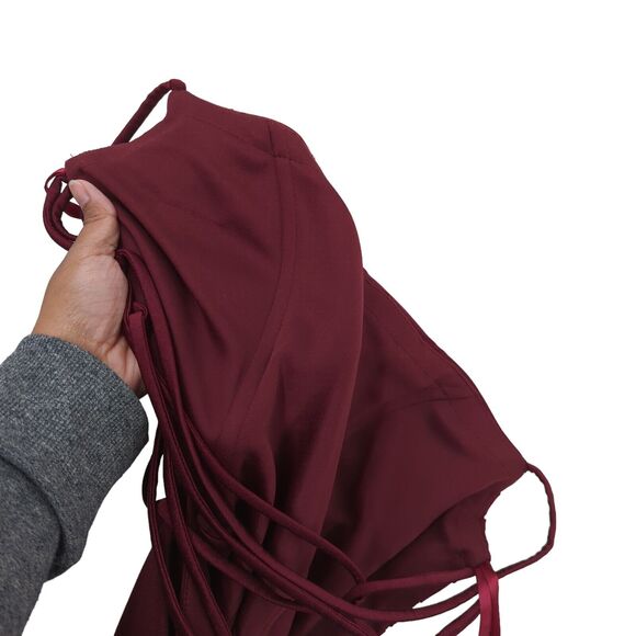 La Femme Women 10 Gown Dress Dark Berry Red 29710 Jersey Square Neck Slit Ruched - Picture 11 of 11